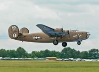 N24927 @ RDG - With all four big, round engines roaring, Diamond Lil takes to the air at the Reading World War II Weekdend. - by Daniel L. Berek