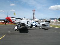 N510TT @ WVI - T & T Trucking P-51D 44-74008 VF-T Comfortably Numb nose art (NL510TT) @ Watsonville Municipal Airport, CA - by Steve Nation