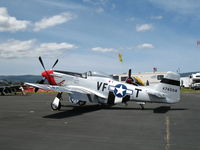 N510TT @ WVI - T & T Trucking P-51D 44-74008 VF-T Comfortably Numb nose art (NL510TT) @ Watsonville Municipal Airport, CA - by Steve Nation