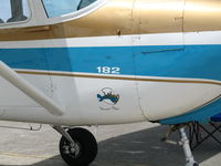N5744B @ WVI - 1956 Cessna 182 close-up nose Thomas Flyer - by Steve Nation