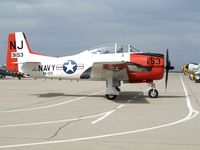 N99153 @ MER - North American T-28C BuAer 139153 in VA-122 NJ/153 markings arriving for West Coast Formation Clinic weekend @ Castle AFB, CA - by Steve Nation