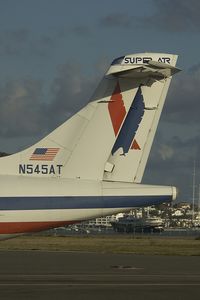 N545AT @ SXM - tail of an American Eagle ATR72