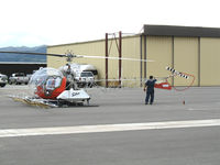 N1310X @ KIC - New to Soilserv 1966 Bell 47G-5 in non-standard colors fitted as sprayer @ Mesa del Rey Airport (King City), CA on stormy afternoon - by Steve Nation