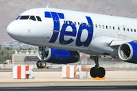 N438UA @ LAS - Ted by United Airlines N438UA (FLT UAL1401) from Denver Int'l (KDEN) landing on RWY 25L.