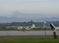 N450W @ CMA - 1958 Beech 95 TRAVEL AIR, two Lycoming O&VO-360 180 Hp, Mountains fire and smoke in background - by Doug Robertson