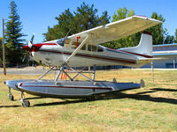 N6XS - float-equipped Cessna A185E attending Clear Lake Splash-in @ Natural High School seaplane ramp, Lakeport, CA - by Steve Nation