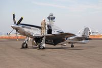 N514DK @ LAX - The crew on the wing of N514DK (P-51D) after arriving at LAX and parking on the ramp at the Flight Path Museum for the fund-raising gala.