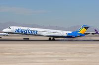 N864GA @ LAS - Allegiant Air N864GA (FLT AAY443) from Des Moines Int'l (KDSM) touching down on RWY 25L.