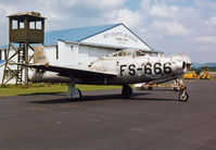 46-666 @ RDG - This Republic P84B Thunderjet awaits cosmetic attention. This rare bird is part of the Mid Atlantic Air Museum collection. Built in 1946, old 666 is one of the earliest jets in existence. - by Daniel L. Berek