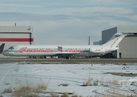 N682RW @ CYYC - In Calgary for game against Flames on 17th