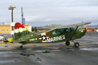 N45CV @ PRB - Locally-based 1945 Stinson L-5E as Marines OY-1 of VMO-6/WB 44-17944 Sock It to 'Em taxying @ Paso Robles Municipal Airport, CA - by Steve Nation