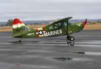 N45CV @ PRB - Locally-based 1945 Stinson L-5E as Marines OY-1 of VMO-6/WB 44-17944 Sock It to 'Em taxying @ Paso Robles Municipal Airport, CA - by Steve Nation