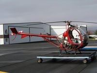 N8874F @ PRB - Del Rio Aviation 1963 Hughes 269A on trailer @ Paso Robles Municipal Airport, CA - by Steve Nation