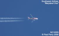 N214WN @ ASJ - One of Southwest's special liveries, visible from 36000 feet