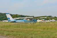 N2653J @ FWN - A nice blue 1966 Cessna 150 sits in the tall grass during the summer at Sussex. - by Daniel L. Berek