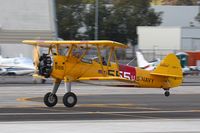 N555BF @ SMO - 1941 Stearman PT-17 taking off on RWY 21 on an overcast afternoon.