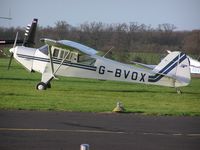 G-BVOX @ EGSF - Taylorcraft F22 visiting Conington from Leicester - by Simon Palmer