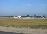 N151AF @ NTD - 1945 North American P-51D MUSTANG 'Val-Halla', Rolls Royce Packard Merlin V-1650-7 1,490 Hp, Limited class exhibition. USAF Ccommemorative Heritage Flight WWII vintage participant with current F-15-E STRIKE EAGLE shown to right of MUSTANG - by Doug Robertson