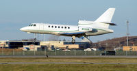 N50SN @ FRG - Falcon 50 about to touch down...