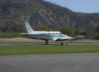 N2669N @ SZP - 1979 Cessna 340A, two Continental TSIO-520-NB 310 Hp each, pressurized, landing roll to very end of 2,650 ft Rwy 22 overrun - by Doug Robertson
