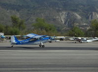 N7599F @ SZP - 1970 Champion 7ECA CITABRIA, Lycoming O-235 115 Hp, landing Rwy 22 after a bumpy-air flight from APV, Apple Valley - by Doug Robertson