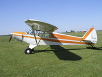 N2379K @ KSYN - Super Cub with a tow line attached. - by Mitch Sando