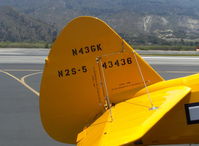 N43GK @ SZP - 1943 Boeing Stearman B75N1 as Navy N2S-5, Continental W670 220 Hp, completely restored to absolute original with all stencils and Chrome Yellow paint, right side tail data - by Doug Robertson