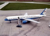 98-0001 @ CID - VC-32A parked at the base of the tower