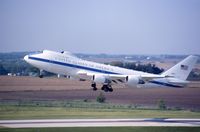 73-1677 @ CID - E-4B doing touch and go on runway 9 - by Glenn E. Chatfield