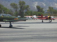 N63727 @ SZP - 1977 Nanchang China CJ-6A as NX63727, Huosai 6A 9 cylinder radial 285 Hp, taxi to Rwy 22 for sequenced takeoff-flight of three - by Doug Robertson