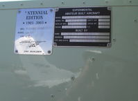 N533Z @ SZP - 2003 Kube Zenith CH 701 STOL, Rotax 912ULS 100 Hp, data plates - by Doug Robertson
