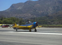 N4995C @ SZP - 1949 North American T-6G TEXAN 'Thirsty Girl', P&W R-1340 600 Hp, landing roll Rwy 22 - by Doug Robertson
