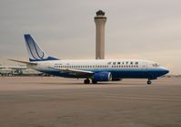 N377UA @ DEN - Turning to taxi on Bravo November.