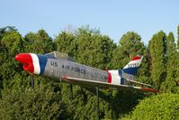 53-0750 @ IOW - F-86L at the entrance to the Iowa City Airport, Iowa City, IA