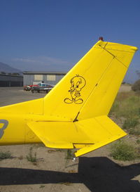 N50673 @ SZP - 1968 Cessna 150J, Continental O-200 100 Hp, tail logo - by Doug Robertson
