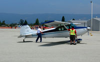 N3454C @ WVI - 1954 Cessna 170B arriving @ Watsonville, CA airshow - by Steve Nation