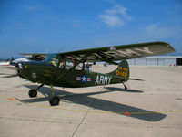 N5264G @ WVI - 1956 Cessna 305A as U.S. Army 0-1419 Con Tiki @ Watsonville, CA airshow - by Steve Nation