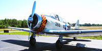 N119DP @ IWI - 1942 SNJ-4 on tie down at Wiscasset, Maine (IWI) - by mcsteph5islands