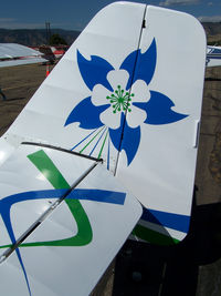 N16KC @ KBDU - Columbine markings Parked for Display Tail Detail - by Bluedharma