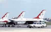 81-0687 @ NBU - Thunderbird F-16 parked before the Chicago Air and Water Show