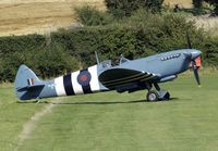 G-MKXI @ EGTH - Rare PR.XI recce Spitfire waiting at holding point for its turn to display. - by Joop de Groot