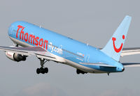 G-OBYH @ EGCC - Tomo 767 just after lift off - by Kevin Murphy
