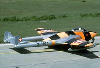 J-1103 @ LSGS - as this Vampire was used a target tug is was painted in this bright colors - by Joop de Groot