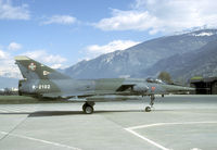 R-2102 @ LSMS - After landing this Mirage taxies back to its shelter, which is on the right. Each shelter housed two Mirages. - by Joop de Groot