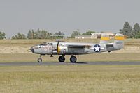 N345BG @ KAKO - B-25 Taxi to Take-Off - National Radial Engine Exhibition - Akron Colorado - by John Little