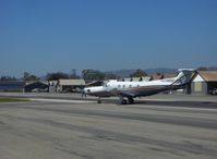N719PC @ SZP - 2006 Pilatus PC-12/47, one P&W (Canada) PT6A-67B 1,605 shp free turbine Turboprop flat rated at 1,200 shp, 330 Cu. Ft. cabin, the PT6A is the World's most reliable free turbine turboprop engine, taxi off Rwy 22 - by Doug Robertson