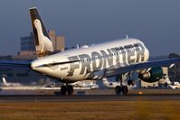 N949FR @ SNA - Frontier Airlines N949FR White Ermine (FLT FFT371) from Denver Int'l (KDEN) landing on RWY 19R.