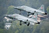 J-3044 @ LSMM - One of the missions flown by the FlSt 8 trainingscourse was with sistership J-3072. Seen in take off from Meiringen. - by Joop de Groot