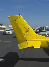 N50673 @ SZP - 1968 Cessna 150J, Continental O-200 100 Hp, tail logo - by Doug Robertson