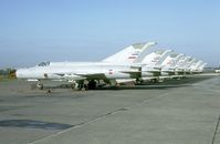 17163 @ LYBT - A line packed with MiG-21's. At the time the MiG-21 was the sole interceptor of the Serbian AF. - by Joop de Groot